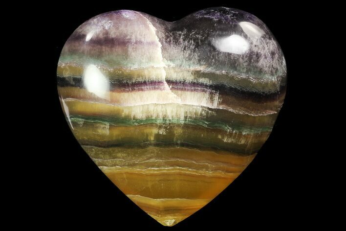 Polished Rainbow Fluorite Heart - Argentina #83345